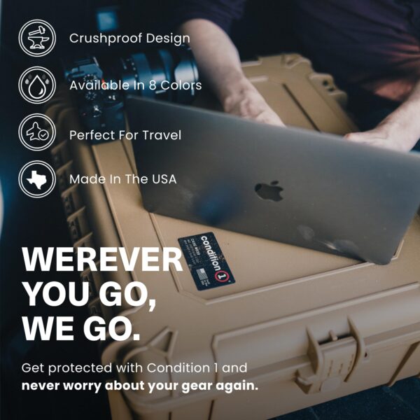 Condition 1 25" Large Waterproof Hard Case Model 839 with Foam, Portable Protective Storage Box for Travel, Hunting, Military, Tactical, Made in USA, 24.50"x 19.46"x8.41" Red - Image 4