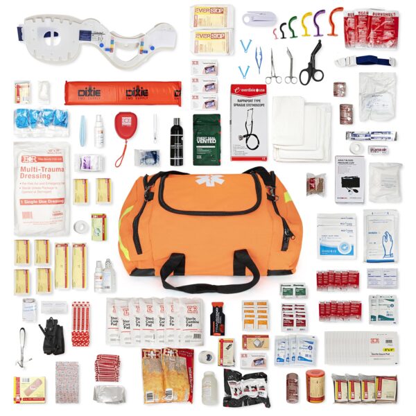 Ever Ready First Aid Filled Large Medic First Responder EMT Trauma Bag, Stocked First Aid Trauma Kit (Orange) - Image 8