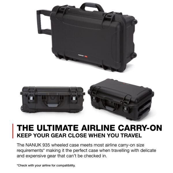 Nanuk Wheeled Series 935 Lightweight NK-7 Resin Waterproof Protective Case and Foam Insert - Black - Image 3