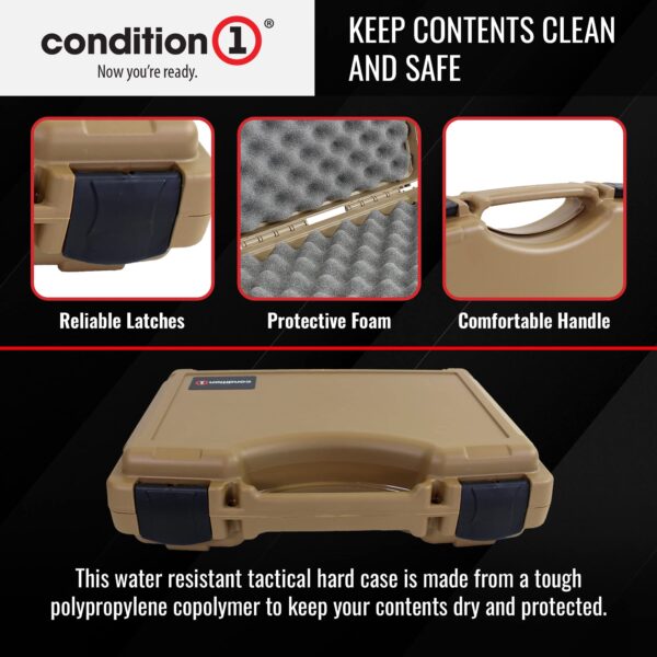 Condition 1 14" Economy Plastic Hard Case Model 1763 for Handgun, Revolver, Firearm, Pistol Lockable Protective Travel Storage Case, Made in USA, 14"x10.32"x3.57" Flat Dark Earth - Image 2