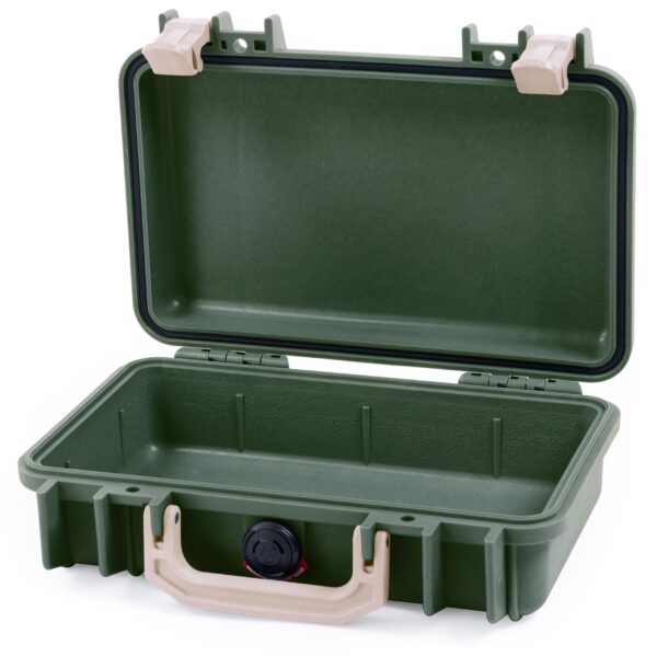 Pelican Protector 1170 Case by ColorCase - OD Green - Small Size Waterproof Case (Case Only) - Desert Tan Latches