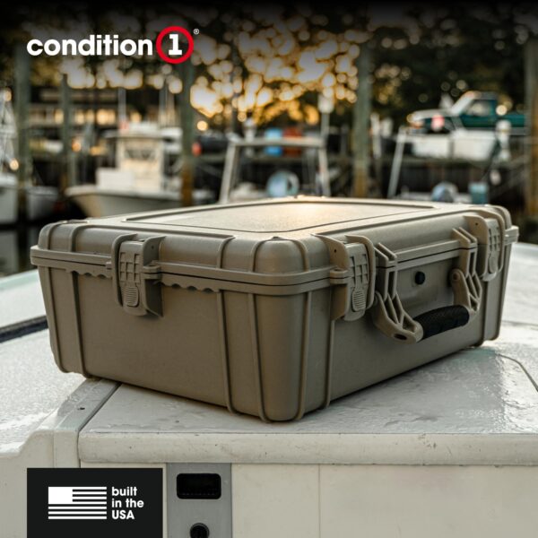 Condition 1 25" Large Waterproof Hard Case Model 839 with Foam, Portable Protective Storage Box for Travel, Hunting, Military, Tactical, Made in USA, 24.50"x 19.46"x8.41" Yellow - Image 2