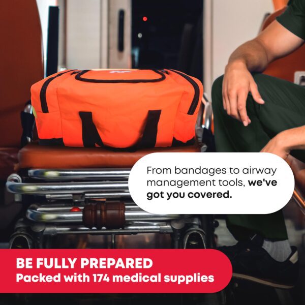 Ever Ready First Aid Filled Large Medic First Responder EMT Trauma Bag, Stocked First Aid Trauma Kit (Orange) - Image 6