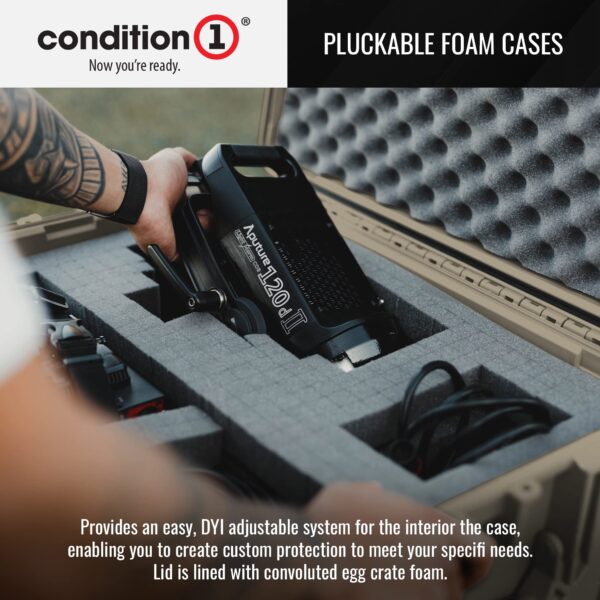 Condition 1 25" Large Heavy-Duty Protective Waterproof Hard, Case Model 024, Portable Storage Box with Customizable Foam, Camera, Tool, Hunting, Made in USA, 24.27"x19.40"x13.57" Tan - Image 2