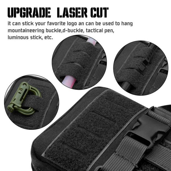 1000D Laser Cut Ifak Pouch, Upgrade Tactical Molle Rip Away EMT First Aid Ifak Pouches Medical Empty Bag for Duty Belt Backpack Vest - Image 7