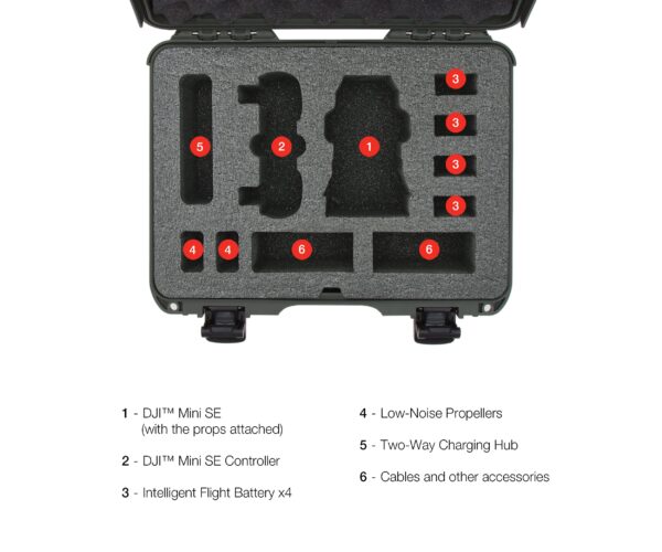 Nanuk 910 Waterproof Hard Case with Foam Insert for DJI Mini SE Fly More Kit - Olive, (910-MAVMSE6) - Image 4