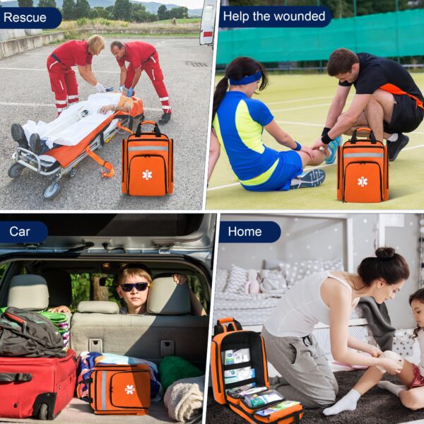 Cosell First Aid Bag Empty,EMS,EMT,Emergency Trauma Doctor Bag,First Aid Kit For Car,Home,Hiking,Camping and Travel (Orange) - Image 2