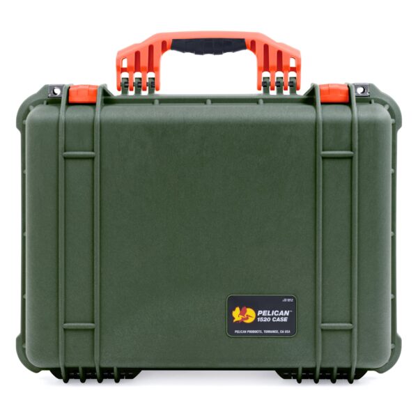 ColorCase Pelican 1520 Case OD Green - Medium Size Waterproof Case with Pick Pluck Foam Set Convoluted Lid Foam - Orange Handles  Latches - Image 2