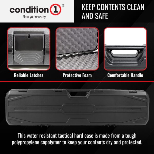 Condition 1 46” Rifle Gun Case, Hard Lockable Storage Box, Water Resistant Plastic Travel Case Model 628 For Tactical Gear, Protective Luggage, Made in USA, ‎46.62"x12.5"x3.81" Black - Image 2