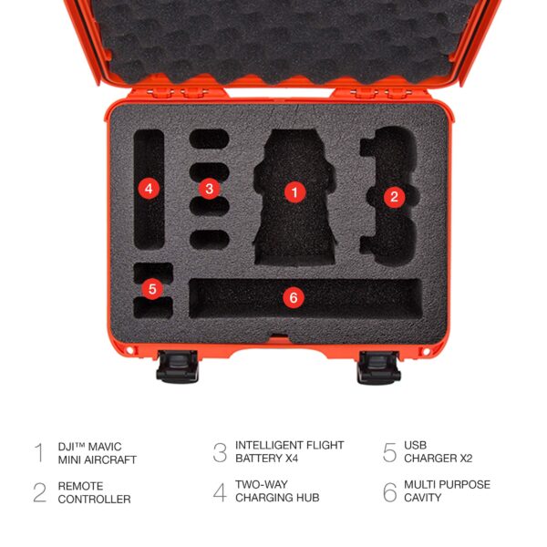 Nanuk Case w/foam insert for DJI Mavic Mini Fly More - Orange 910-MAVM3 - Image 4