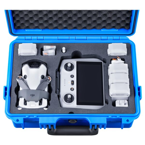 Lykus Titan MM410 Waterproof Hard Case (Blue) for DJI Mini 4 Pro/Mini 3/Pro and DJI RC 2/RC/RC-N2/N1, Support 7 batteries and RC lanyard [CASE ONLY]