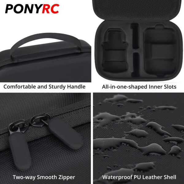 PONYRC Mini 4K Carrying Case, PU Leather Travel Case, Portable Lightweight Storage Bag for DJI Mini 4K/ Mini 2/ Mini 2 SE Fly More Combo & Drone Accessories - Image 4