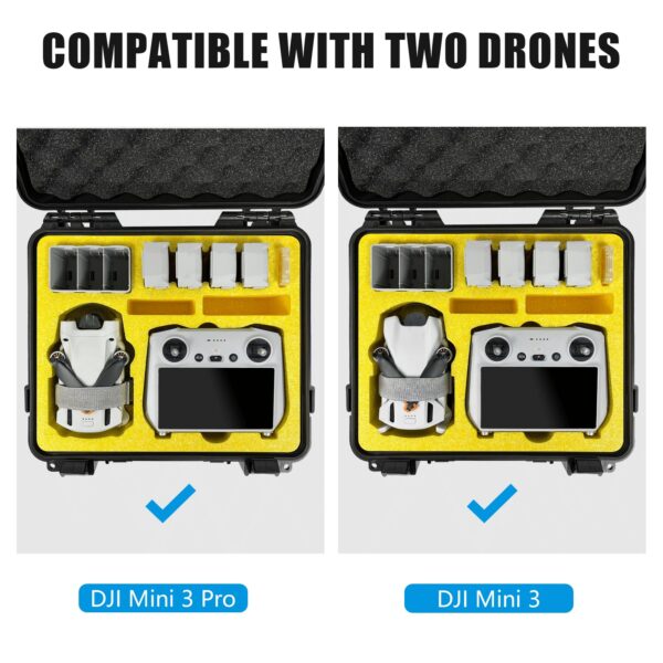 FPVtosky Hard Case for DJI Mini 3/ Mini 3 Pro, Waterproof DJI Mini 3 / Mini 3 Pro Case, Fits DJI RC Controller, Free Props Strap and MicroSD Card Case Included [Case Only] - Image 3