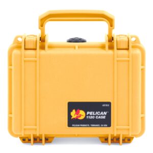 ColorCase Pelican Protector 1120 Case Yellow - Small Size Waterproof Case with Pick Pluck Foam Convoluted Lid Foam - Yellow Latches