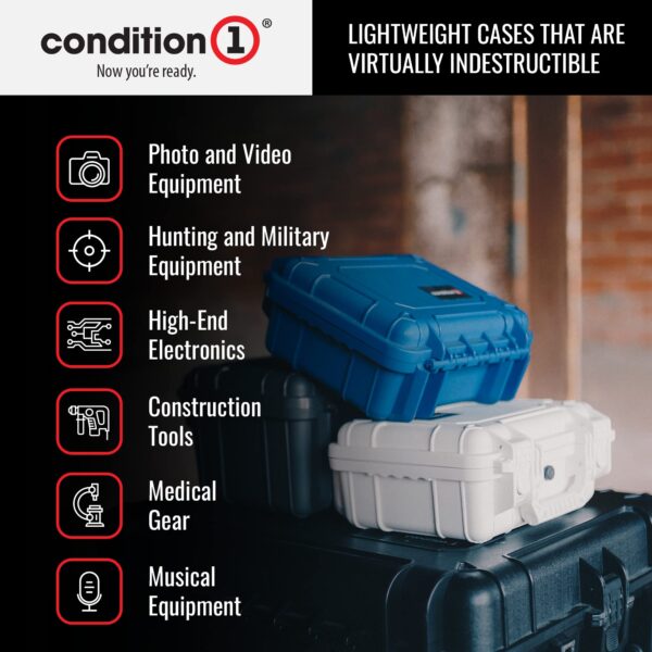 Condition 1 13" Waterproof Protective Hard Case with Foam, Model 232, Watertight IP67 Dust Proof and Shock Proof TSA Friendly Portable, Made in USA, 13" x 9.25" x 5.12" Black - Image 5