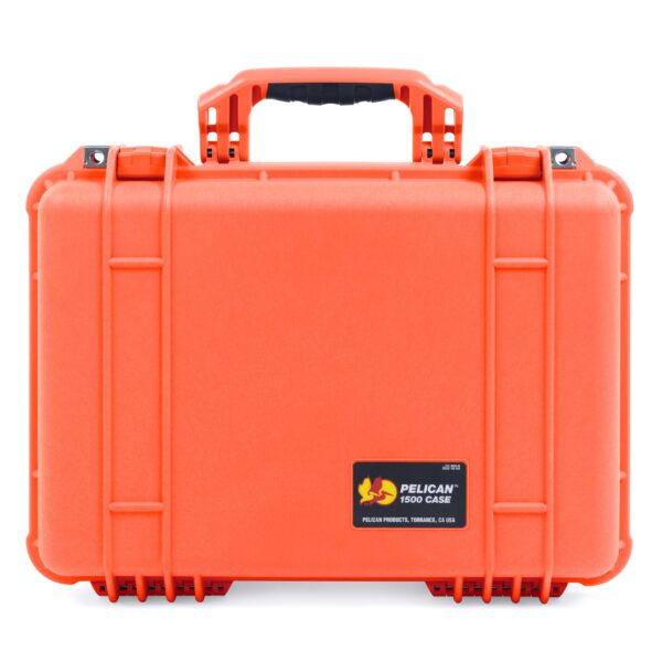ColorCase Pelican 1500 Case Orange - Medium Size Waterproof Case with Gray Divider Convoluted Lid Foam - Orange Handles Latches - Image 3