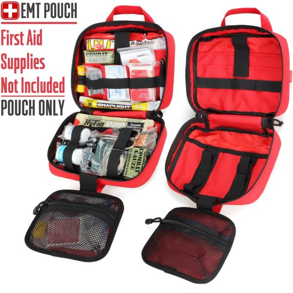 LIVANS Tactical Molle Medical Pouch of Upgraded Size, First Aid Large Capacity IFAK EMT Detachable Quick Release with Headrest Mount Include Flag and Cross Patch, Red, Free Size - Image 6