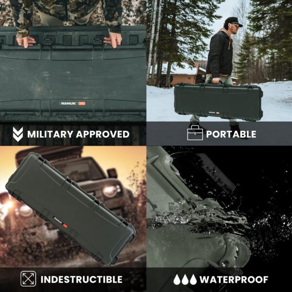 Nanuk 995 Hard Case 55” with Wheels & Customizable Foam Insert, IP67 Waterproof & Crushproof, Rugged Construction for Ultimate Protection, Made in North America – Olive (55.1” x 17.3” x 6.6”) - Image 4