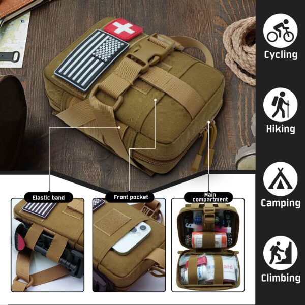 1000D Laser Cut Ifak Pouch, Upgrade Tactical Molle Rip Away EMT First Aid Ifak Pouches Medical Empty Bag for Duty Belt Backpack Vest - Image 8
