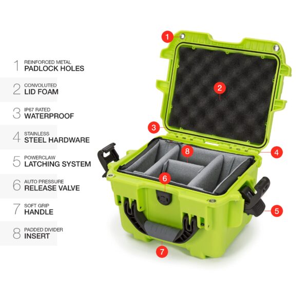Nanuk 908 Waterproof Hard Case with Padded Dividers - Lime - Image 3