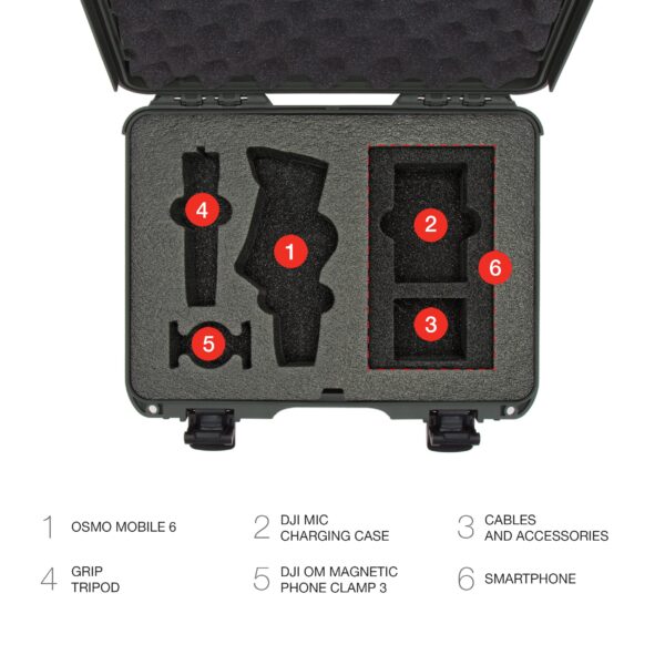 Nanuk 910 Waterproof Hard Case with Foam Insert for DJI Osmo Mobile 6 Vlog Combo, Olive - Image 4