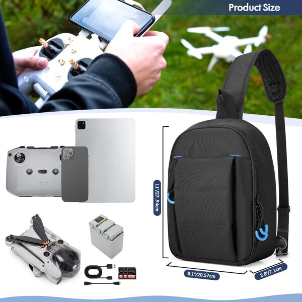 PGmoon Carrying Case Compatible with DJI Mini 3 / Mini 4 Pro, Sling Travel Drone Carrying Case with Multi-Pockets for RC Controller, Charging Hub and More Accessories (Patent Design) - Image 3