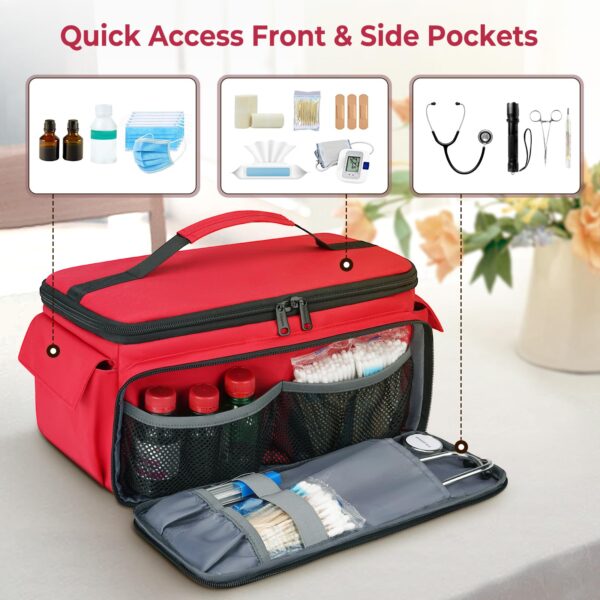 Mancro First Aid Bags Empty, Medical Travel Bag with Multi Pockets, Pill Bottle Organizer for Travel, Home Storage, Trauma Bag for EMT, Nurses, Doctor, Emergency Bag for Medicine, Medical Supplies - Image 7