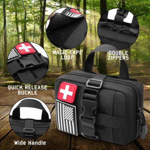 1000D Laser Cut Ifak Pouch, Upgrade Tactical Molle Rip Away EMT First Aid Ifak Pouches Medical Empty Bag for Duty Belt Backpack Vest - Image 3