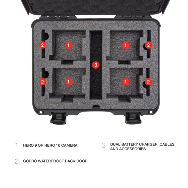 Nanuk 910 Waterproof Hard Case with Foam Insert for Four GoPro Hero 9 & 10 - Graphite,910-4GOPH97 - Image 4