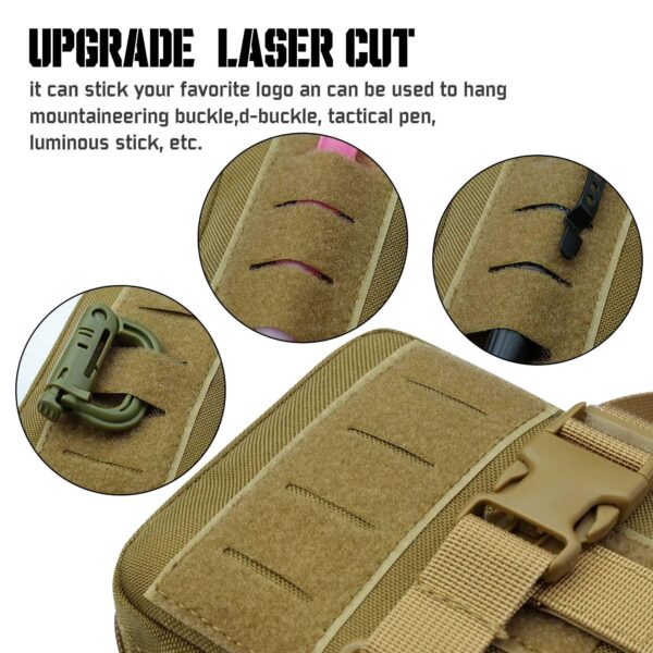 1000D Laser Cut Ifak Pouch, Upgrade Tactical Molle Rip Away EMT First Aid Ifak Pouches Medical Empty Bag for Duty Belt Backpack Vest - Image 9