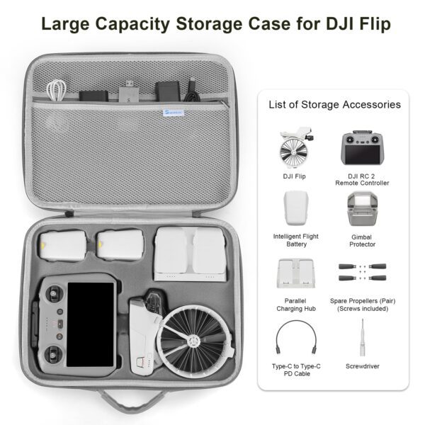 Skyreat Flip Case, Storage Travel Protective Bag for DJI Flip Fly More Combo Drone and RC 2 Remote Controller Accessories - Image 6