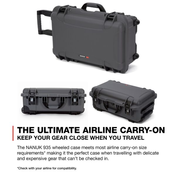 Nanuk Wheeled Series 935 Lightweight NK-7 Resin Waterproof Protective Case and Padded Divider - Graphite - Image 4