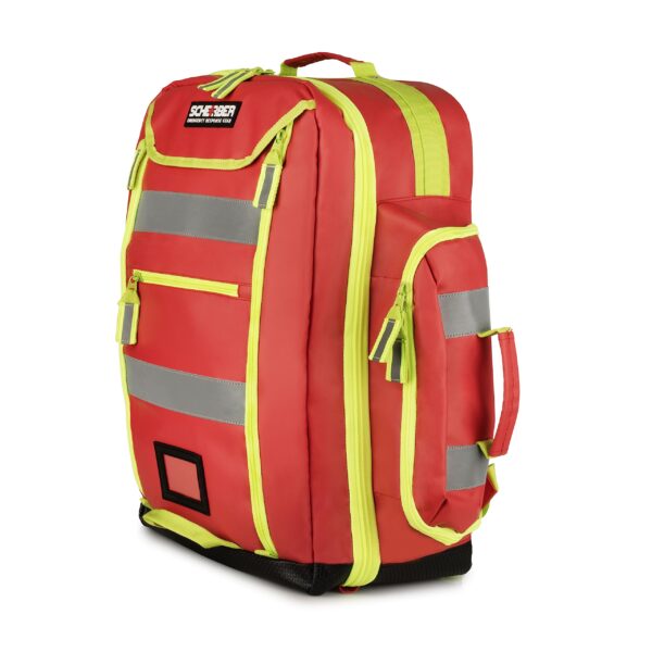 Scherber Fully-Stocked Premium First Responder Backpack | EMT/EMS Medic Trauma & Oxygen Medical Professional Kit | Bag w/ 4 Color-Coded Removable Pouches, O2 Storage, & 250+ First Aid Supplies - Red - Image 9