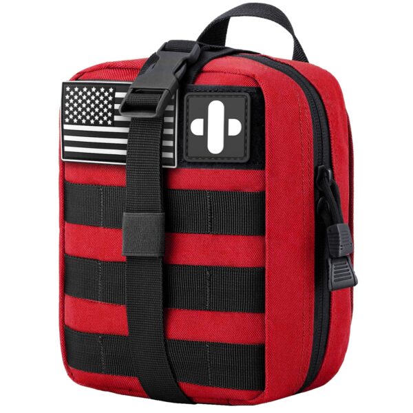 MEQI Medical MOLLE Tactical Pouch, EMT First Aid IFAK Rip-Away Utility Pouch for Camping Hunting Hiking Home Car and Adventures Red