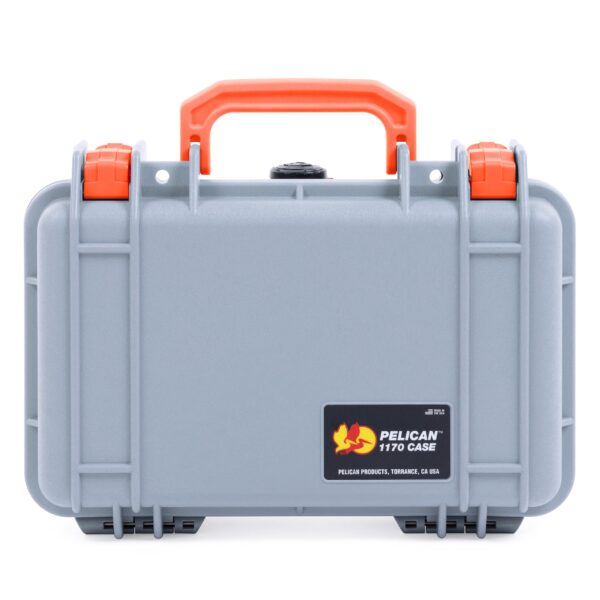 ColorCase Pelican Protector 1170 Case Silver - Small Size Waterproof Case with Pick & Pluck Foam & Convoluted Lid Foam - Orange Latches - Image 4