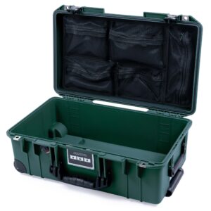 ColorCase Pelican Air 1535 Carry-on Case Trekking Green - Medium Size Waterproof Case with Mesh Lid Organizer Only - Black Handles, TSA Locking Latches Trolley