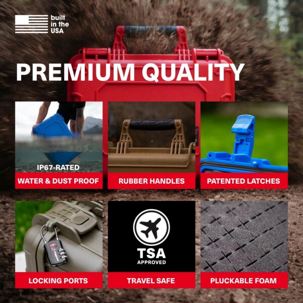 Condition 1 18" Medium Waterproof Hard Case with Foam, Model 801, Portable Protective Storage Box for Travel, Tactical Gear, Made in USA, 18.36"x13.70"x 7.03" Flat Dark Earth - Image 5