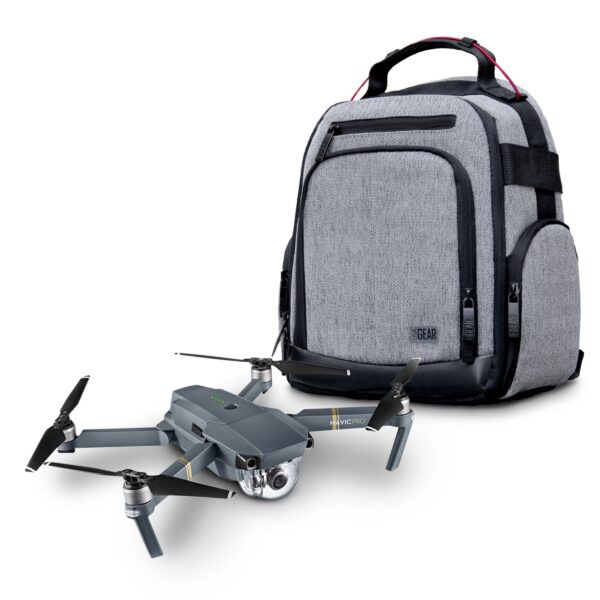 USA Gear Drone Backpack - Drone Case Compatible with DJI Mavic Pro, Spark Mini, Ryze Tello, Yuneec Breeze and More - Customizable Interior, Weather Resistant, Storage for Accessories - Grey