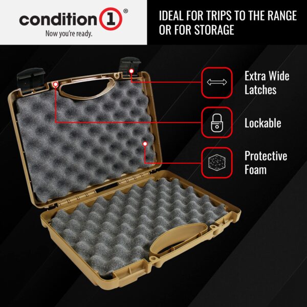 Condition 1 14" Economy Plastic Hard Case Model 1763 for Handgun, Revolver, Firearm, Pistol Lockable Protective Travel Storage Case, Made in USA, 14"x10.32"x3.57" Flat Dark Earth - Image 3