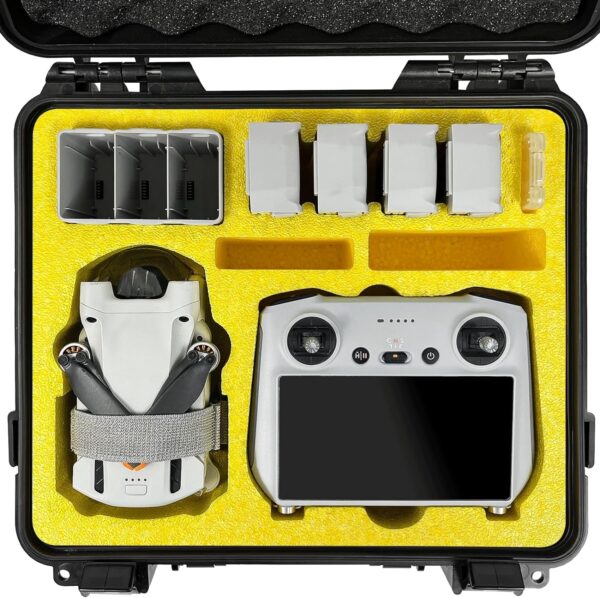FPVtosky Hard Case for DJI Mini 3/ Mini 3 Pro, Waterproof DJI Mini 3 / Mini 3 Pro Case, Fits DJI RC Controller, Free Props Strap and MicroSD Card Case Included [Case Only]