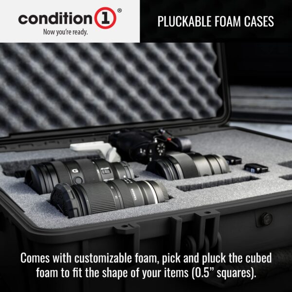 Condition 1 20" Large Waterproof Protective Hard Case with Foam, Model 253, Watertight IP67 Dust Proof and Shock Proof TSA Friendly Portable, Made in USA, 20.16"x16.85"x8.37" Black - Image 2