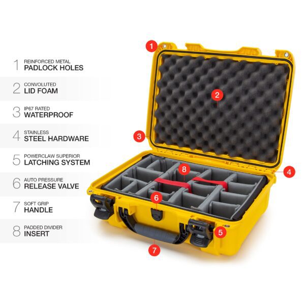 Nanuk 925 Waterproof Hard Case with Padded Dividers - Yellow - Image 3