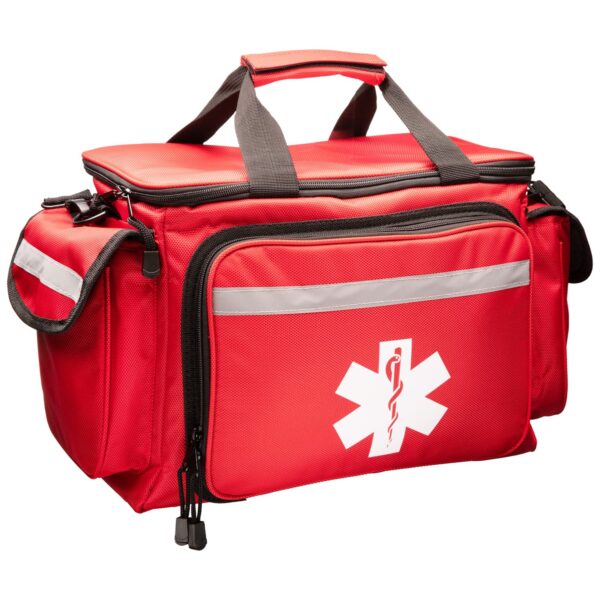 NOVAMEDIC Professional Red Empty Trauma First Aid Medical Bag, 15"x10"x9", Multi Compartment First Responder Carrier for EMT, Paramedics, Emergency and Medical Supplies Kit