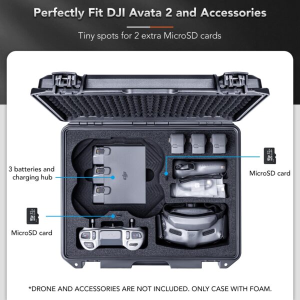 Lykus Titan AT200 Waterproof Hard Case for DJI Avata 2,Goggles 3,RC Motion 3,FPV Remote Controller 3, Support Up to 7 batteries [CASE ONLY] - Image 6