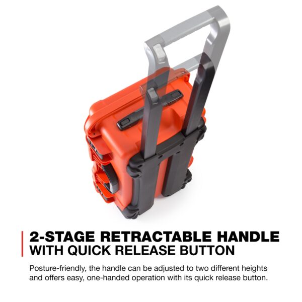 Wheeled Series 935 Lightweight NK-7 Resin Waterproof Protective Case for DSLR Camera, 3 Lenses, Flash, Orange - Image 8