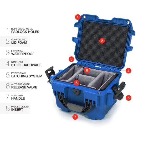 Nanuk 908 Waterproof Hard Case with Padded Divider - Blue - Image 3