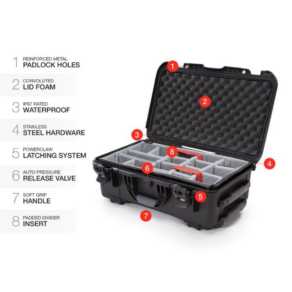 Nanuk Wheeled Series 935 Lightweight NK-7 Resin Waterproof Protective Case and Padded Divider - Black - Image 6