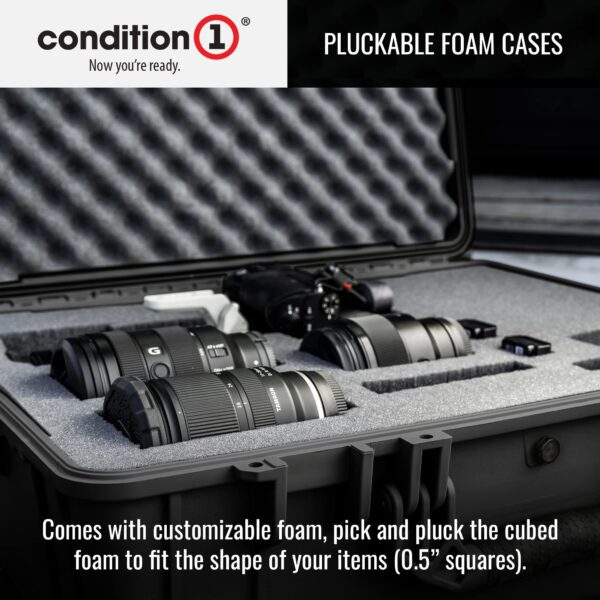 Condition 1 22" Large Waterproof Hard Travel Case with Foam, Model 288, Protective Storage for Camera, Tools, Hunting, Tactical, Made in USA, 22.08"x14.89"x7.75" Black - Image 2