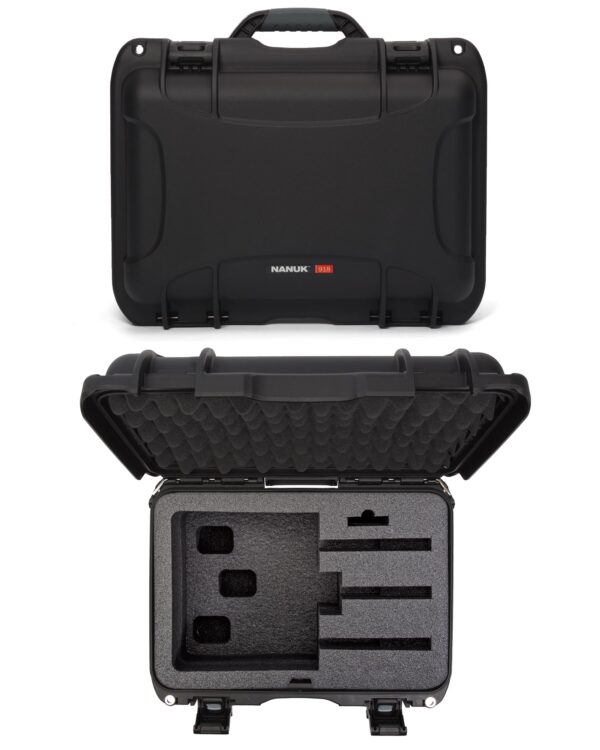 Nanuk 918 Hard Case with 3 UP Custom Foam Insert, IP67 Waterproof & Crushproof, Rugged Construction for Ultimate Protection, Made in North America – Black (16.9” x 12.9” x 9.3”)