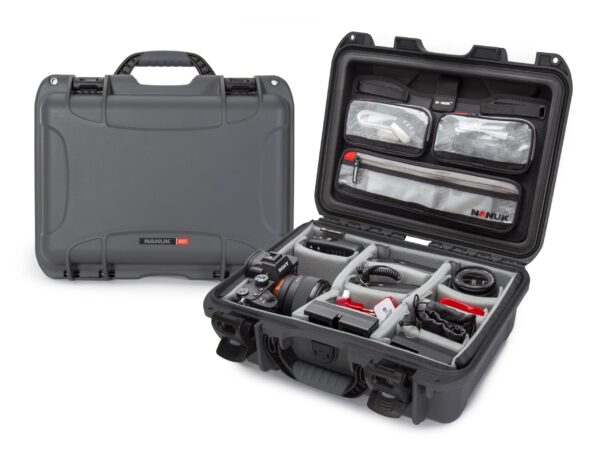 Nanuk Medium Series 920 Lightweight NK-7 Resin Waterproof Hard Case with Lid Organizer and Padded Dividers, Graphite